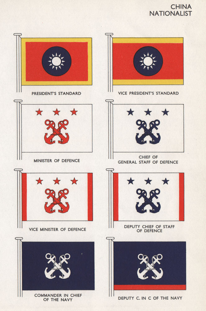 CHINA NATIONALIST FLAGS. Minister of Defence. Chief of General Staff 1958